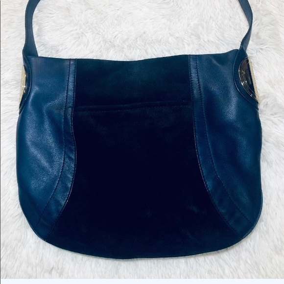 Leather B Makowsky shoulder Hand bag satchel blue - Picture 11 of 14